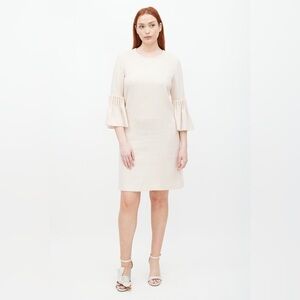 Lela Rose Pink Wool Ruffled Faux Pearl Dress, Size 6